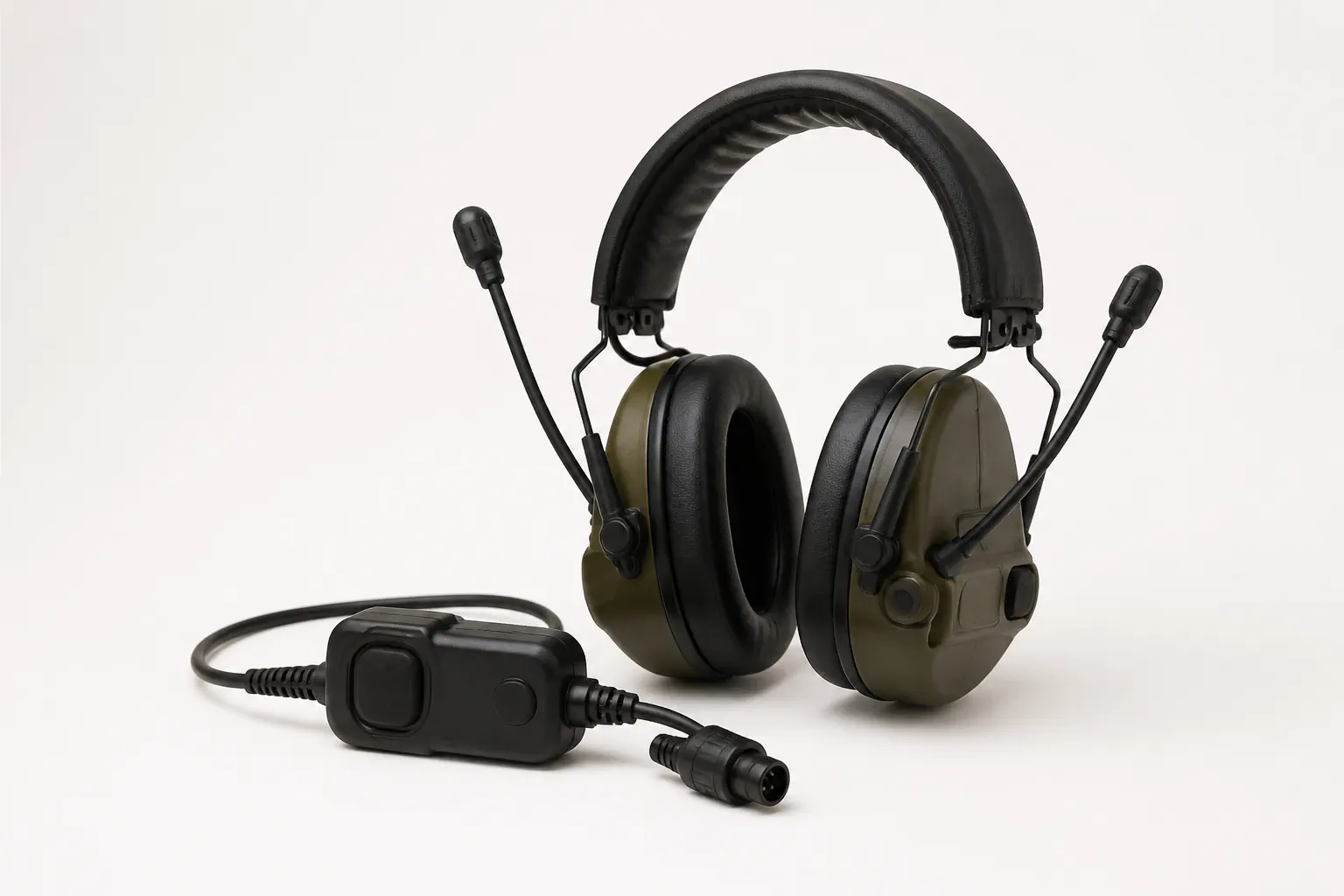 Casque antibruit électronique avec microphones extérieurs.