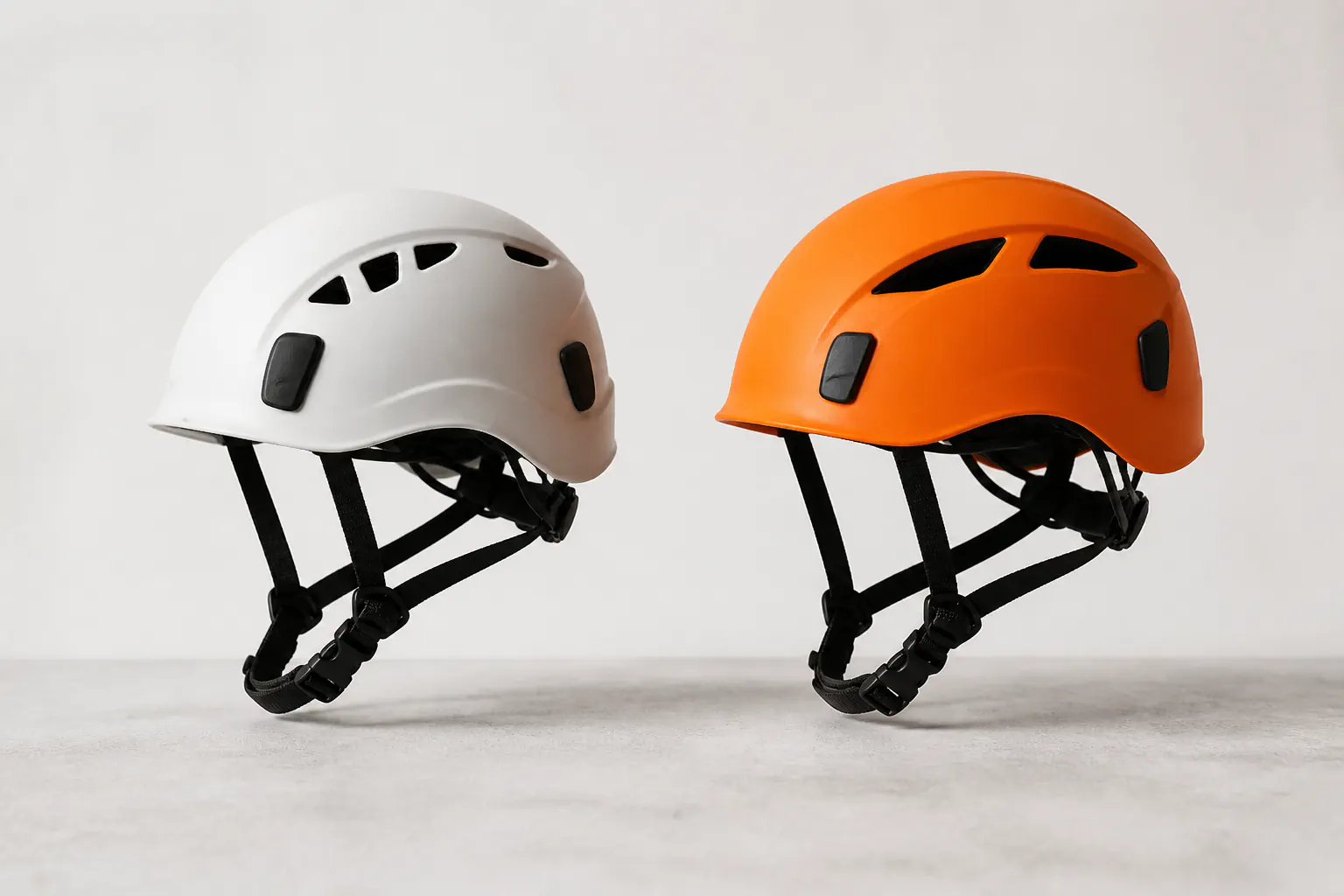 Deux casques ventilés pour l’alpinisme et l’escalade.