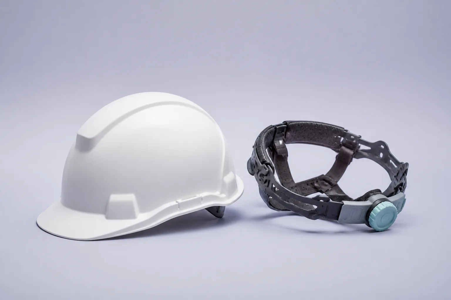 Casque industriel avec sa coiffe de maintien.